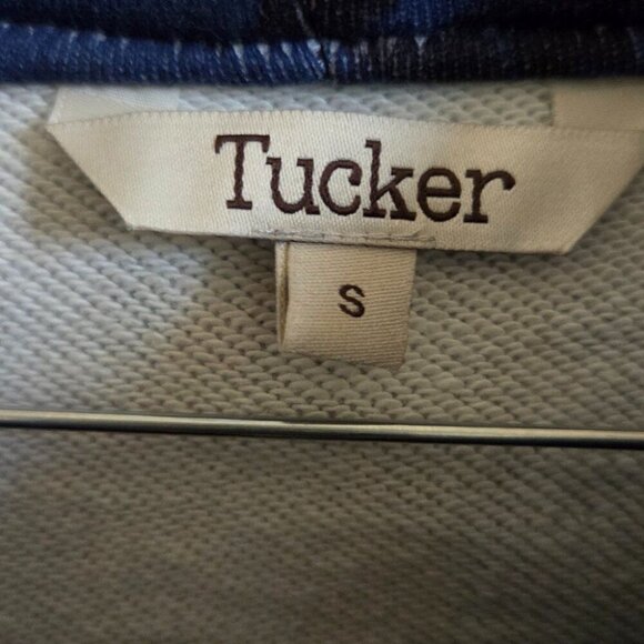 Tucker Men's Retro Blue Black Tropical Pocketed Zip Up Hooded Heavyweight Jacket - Picture 3 of 3